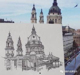 速写画欧美大街图片,繁华都市的速写画卷